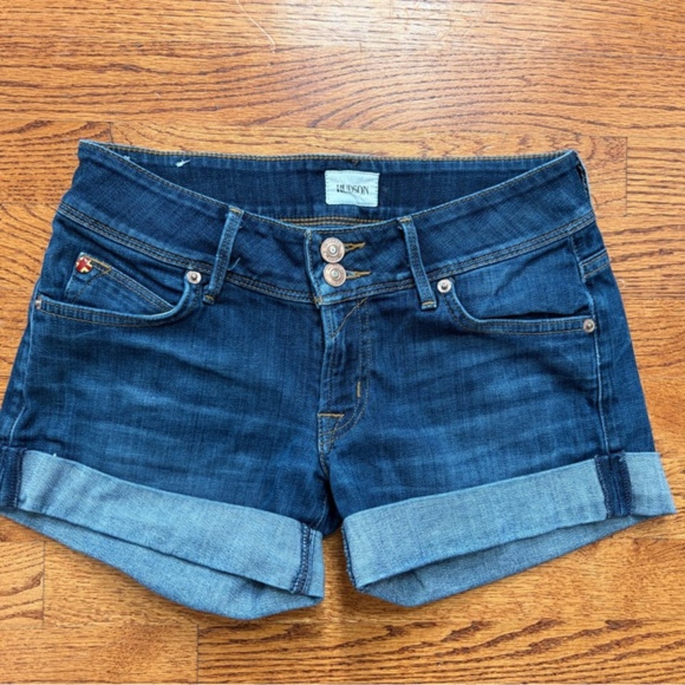 Hudson Jeans Indigo Rolled Hem Denim Shorts